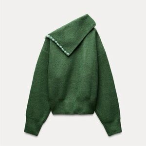 Zara Off-the-Shoulder Green Sweater